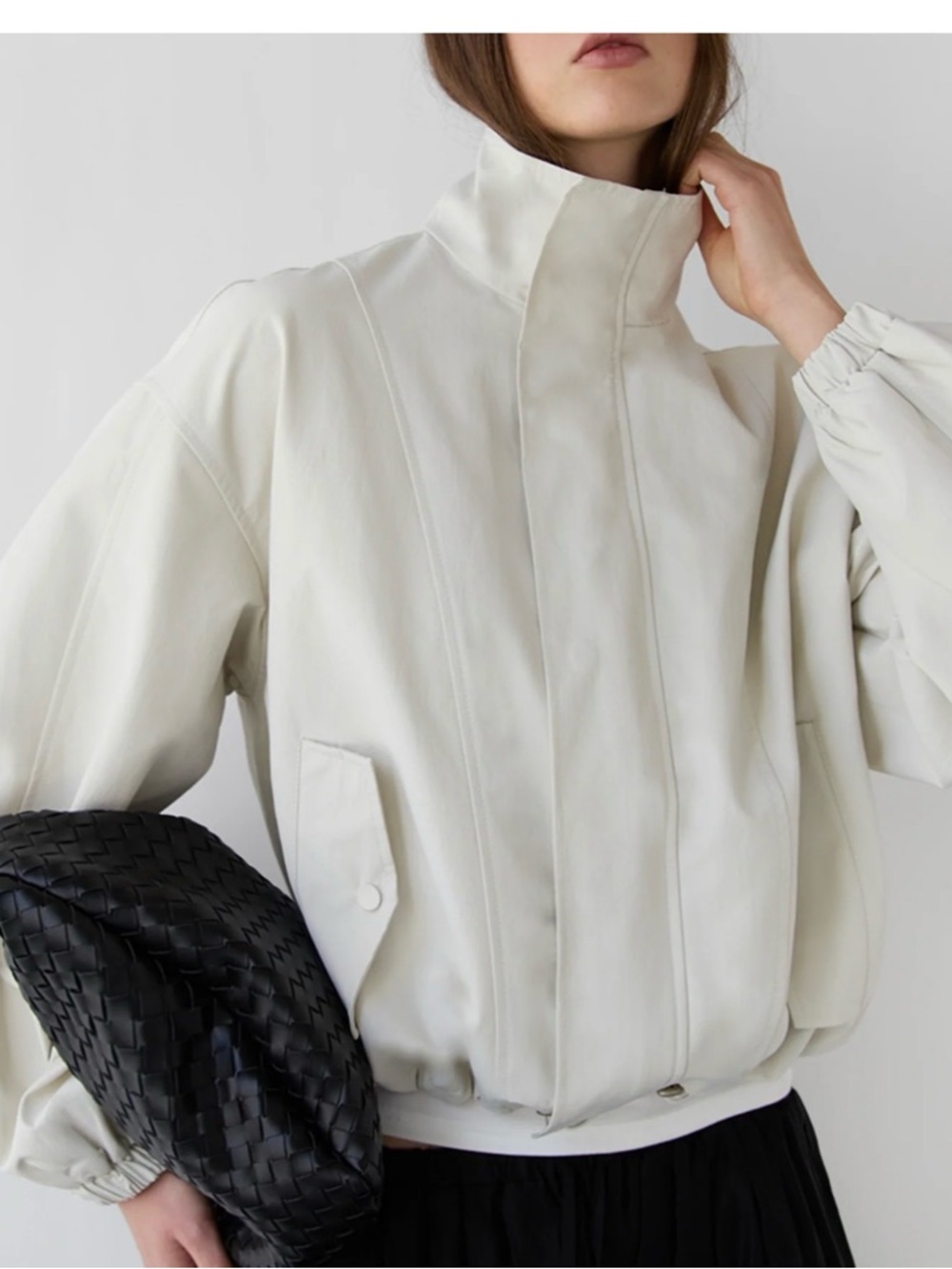 NWT OAK + FORT HIGH FUNNEL NECK CROPPED DRAWSTRING JACKET - Picture 3 of 9